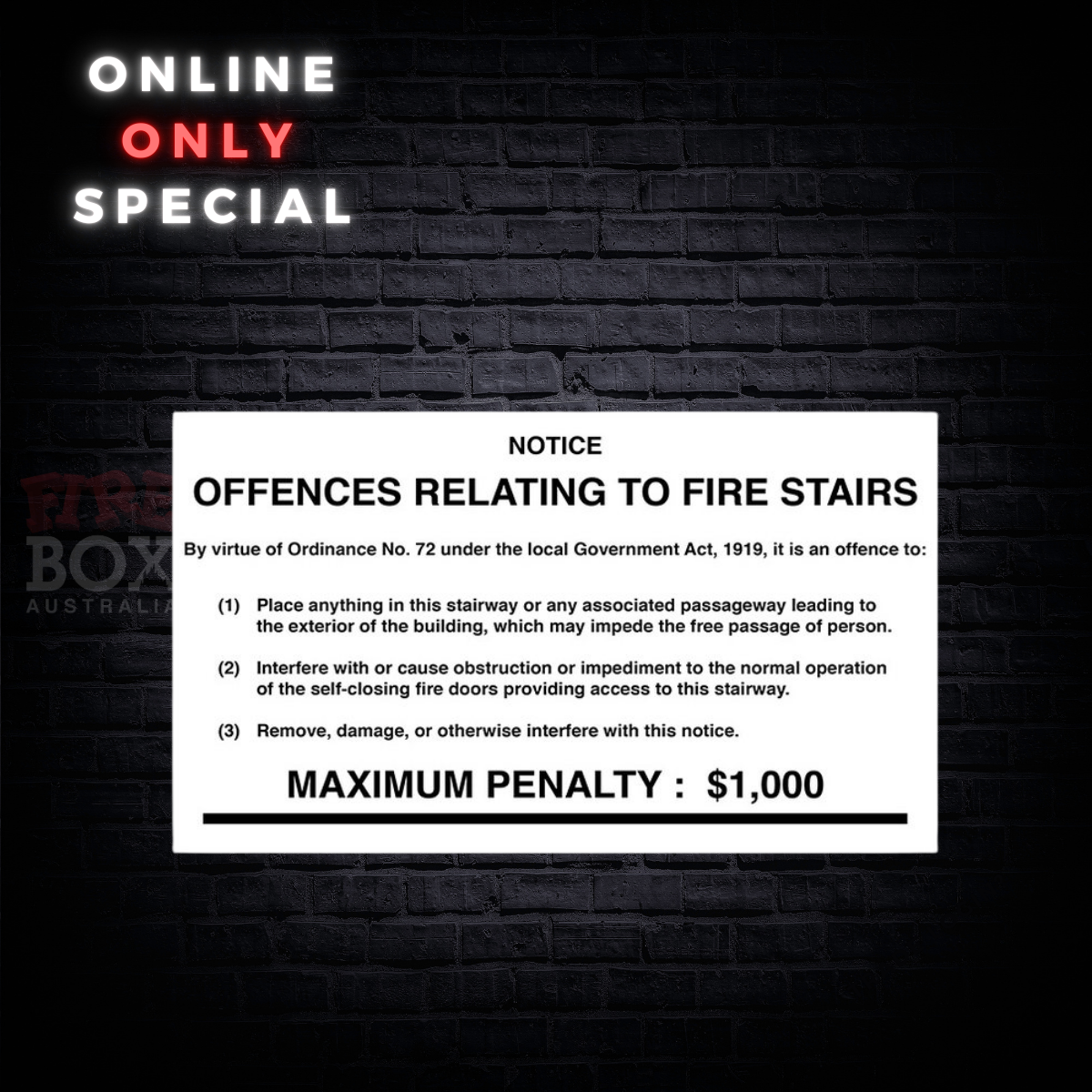 PVC Fire stairs offences Sign