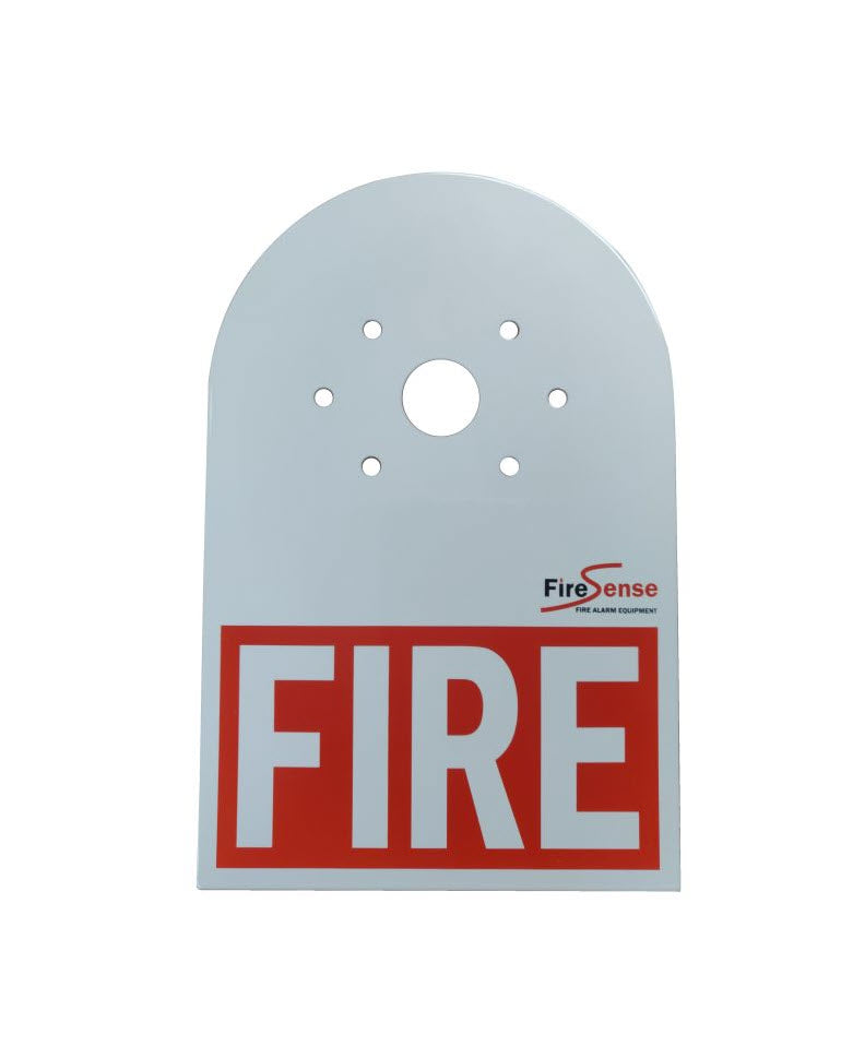 FireSense Strobe Label - White Metal Plate Screen Printed "FIRE"